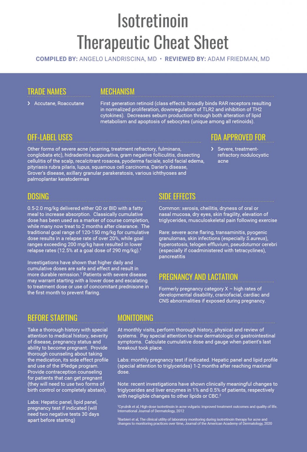 Isotretinoin Therapeutic Cheat Sheet - Next Steps in Dermatology