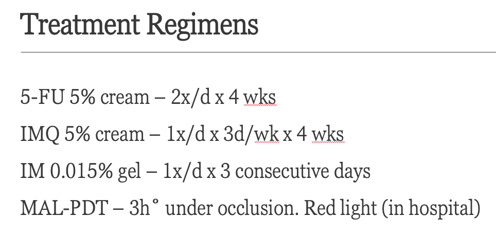 Actinic Keratoses Treatment Regimens