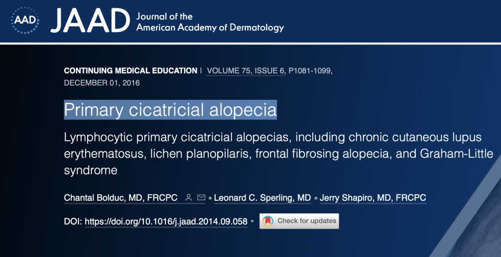 Primary Cicatricial Alopecia JAAD article
