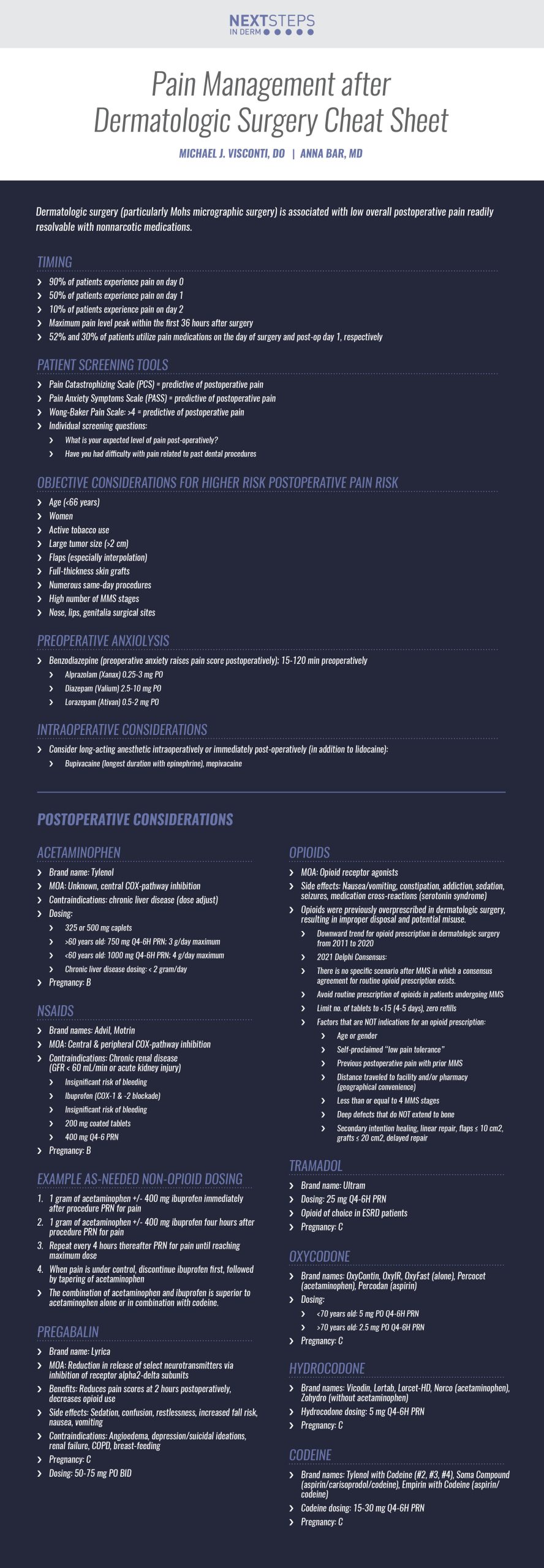 Pain Management After Dermatologic Surgery Cheat Sheet - Next