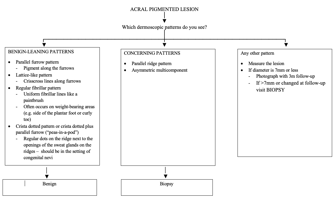 Essential acral dermoscopy patterns